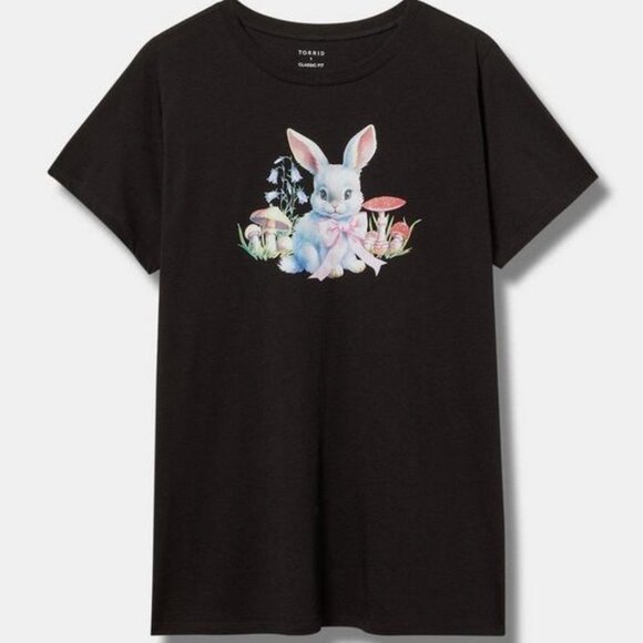 Torrid NWT size 00 Medium/Large Cottagecore bunny rabbit cute graphic shirt tee - Picture 1 of 3